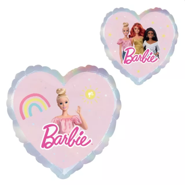 1 Ballon coeur en ALU à gonfler hélium Barbie Coeur (motif 2 faces)  env 45cm