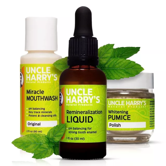 Uncle Harry's Natural Remineralization Kit with Tooth Whitening - 3 Products 