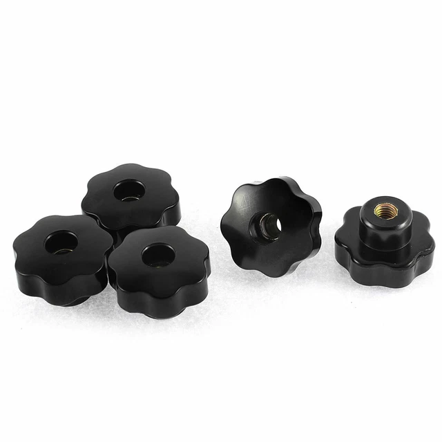 Filetage femelle M8 vis à tête sur écrous serrage Poignée Grip Noir 5pcs