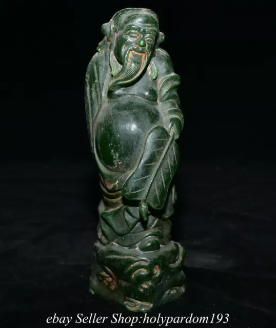 7.6" Old Chinese Green Jade Carved Fengshui Eight Immortals Figure Statue