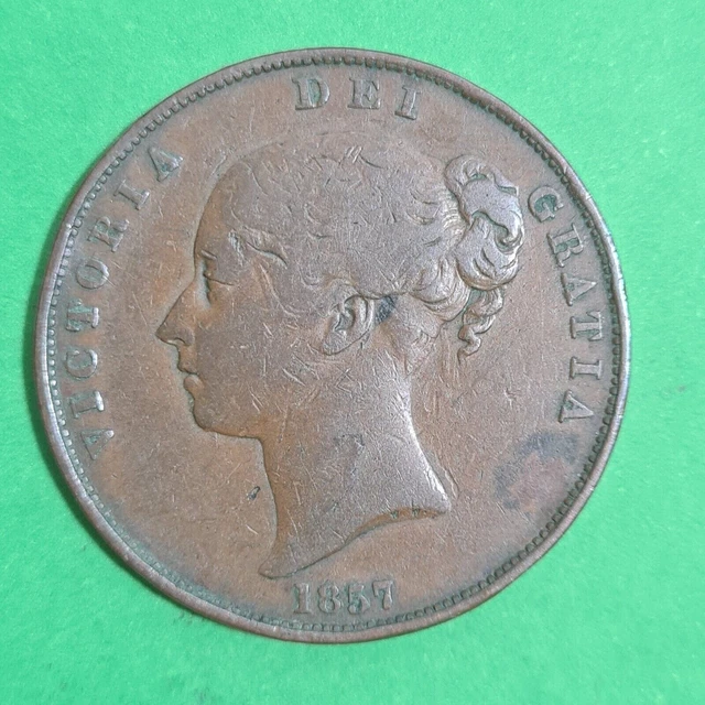 1857 PT Victoria copper one penny coin #712c