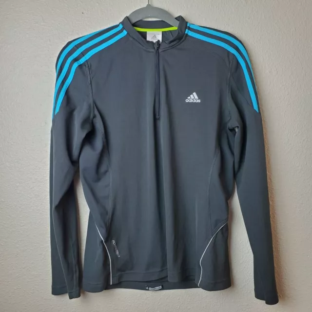 ADIDAS Response Women's Zip Athletic Pullover size M Grey & Blue Stripes MINT