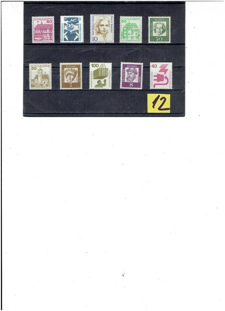 BUND : 10 versch. postfrische DS- Marken / 12