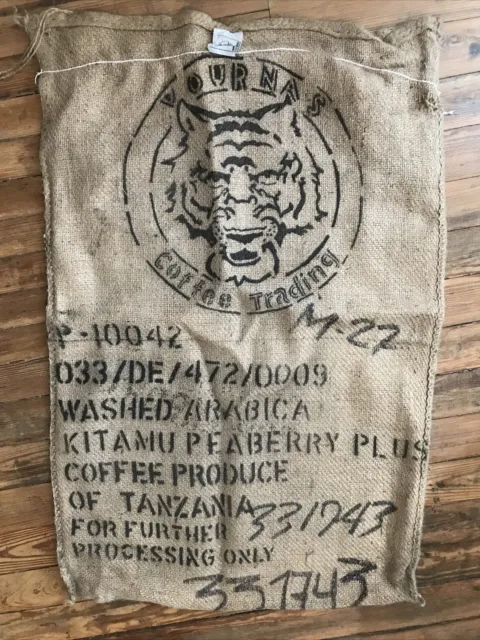 69 Kilo Tanzania Vournas Coffee Trading Bean Burlap Bag Sack, 30" X 17"