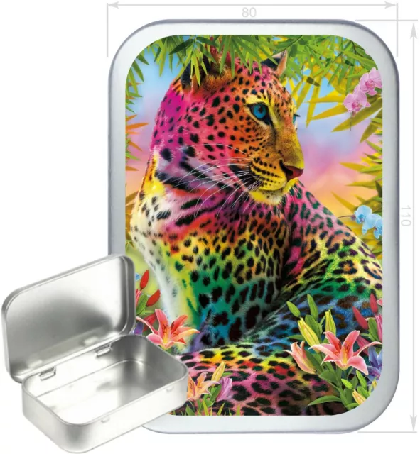 Rainbow Leopard Gift Box,150ml Silver Hinged Tin,Tobacco Tin,Storage Tin