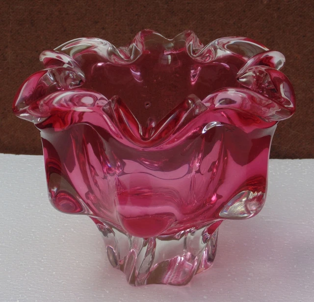 magnifique ancien grand vase vide poche cristal baccarat Murano très bon état