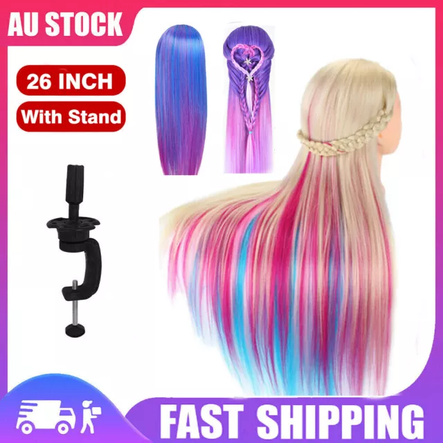 Salon Training Head Real Human Hair Hairdressing Styling Mannequin Doll Clamp AU