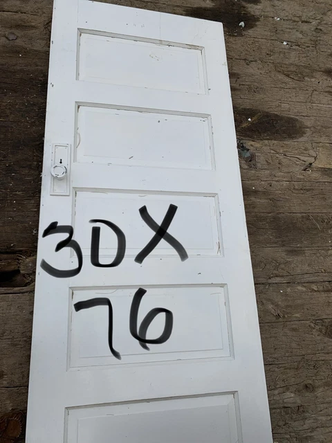 Antique Vintage Farmhouse  Door Primitive Chippy Paint 30x76 5 Panel