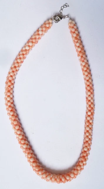 Collier Ancien En Corail Rose Abricot – 30 Cm Fermé – Vintage Et Naturel