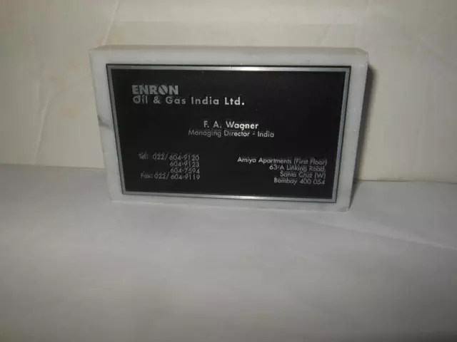 Rare Enron Oil Gas India Ltd Managing Director Desk Name Plate Paperweight Sign