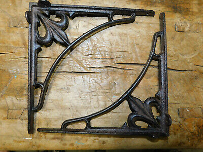 4 Cast Iron Antique Style Fleur De Lis Bracket Garden Brace Shelf Angle Corbel