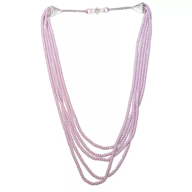 Rose Quartz Stone 5 Layer Necklace For Girls & Women Pink Mala 3