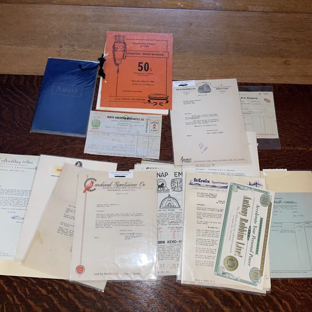 Lot of 20 Vintage Ephemera Lot Company Letters Letterheads Receipts  Mid Century