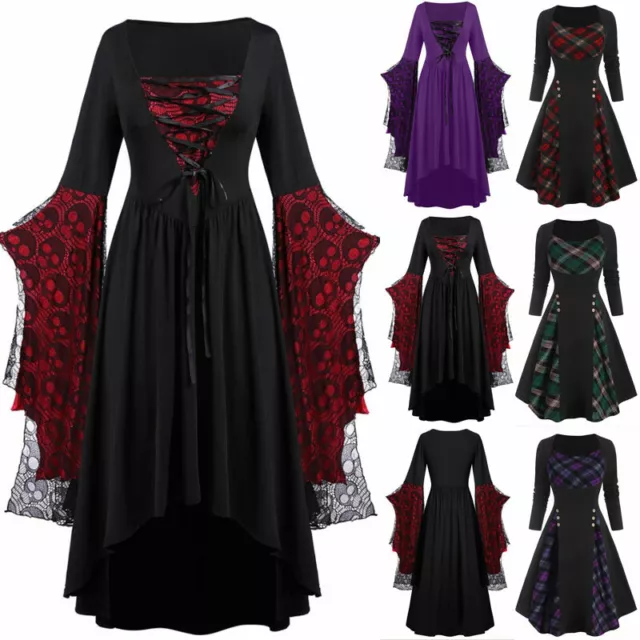 Womens Medieval Witch Cosplay Costume Gothic Renaissance Steampunk Fancy Dress