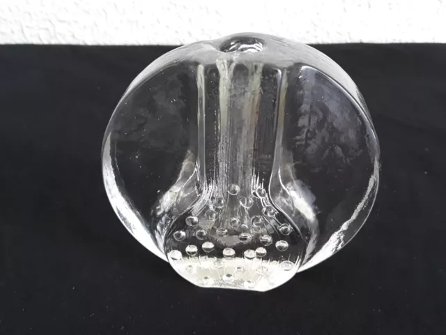 70s Kompakter Glasblock Vase Eisglas  Blockglas Deko  ART-Motiv   70er