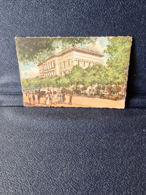 cartolina viaggiata 1925 Montecatini  palazzo municipale  colorata animata