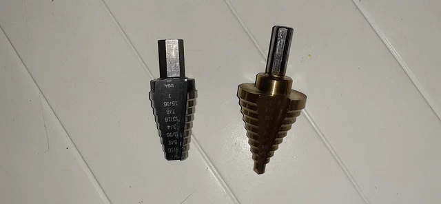 2 Pcs Neiko 1/4" to 1-3/8" & Irwin #20 Unibit 9/16" - 1", Step Drill Bit USA