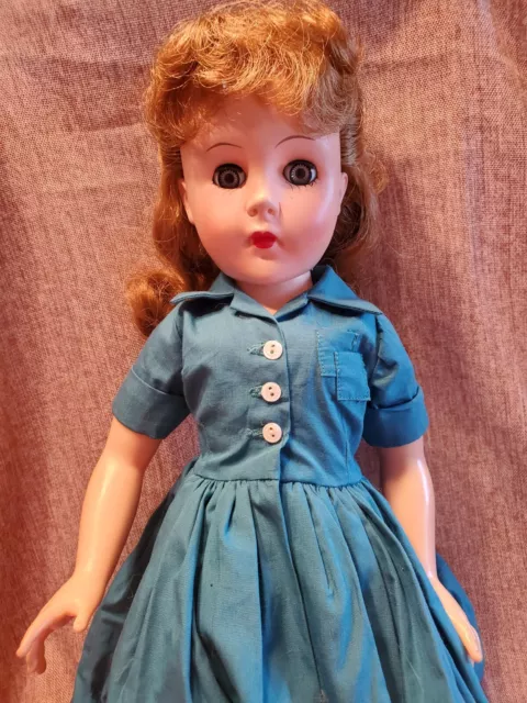 Vintage 1950s Hard Plastic Doll - 1950s 18 Inch Unmarked Doll