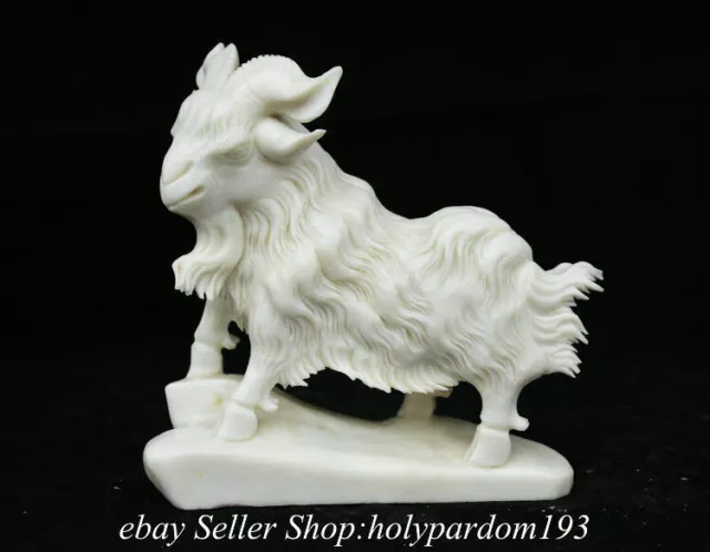 7.8" Top Chinese Natural Xiu Jade Carving Fengshui 12 Zodiac Year Sheep Statue