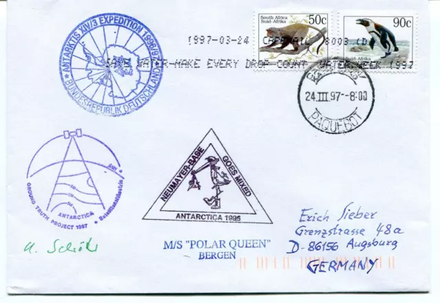 1997 Polarstern XIV/3 PAQUEBOT Cape Town Neumayer Base Polar Arctic Cover SIGNED