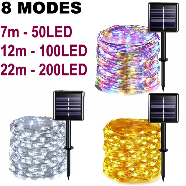 10M-30M LED Solares Hadas Cuerda Impermeable Alambre de Cobre Jardín Exterior Reino Unido