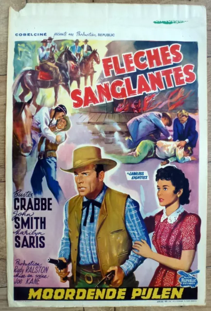 belgian poster western LAWLESS EIGHTIES, BUSTER CRABBE, MARILYN SARIS, INDIENS