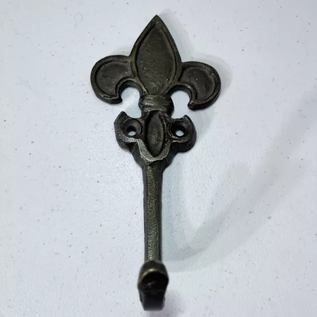 Vintage Black Fleur De Lis Cast Iron Coat Hook Wall Hook