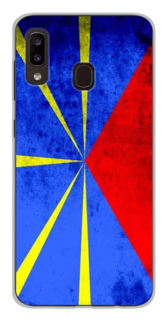 Coque en silicone imprimée compatible Samsung Galaxy A20e Drapeau La Réunion