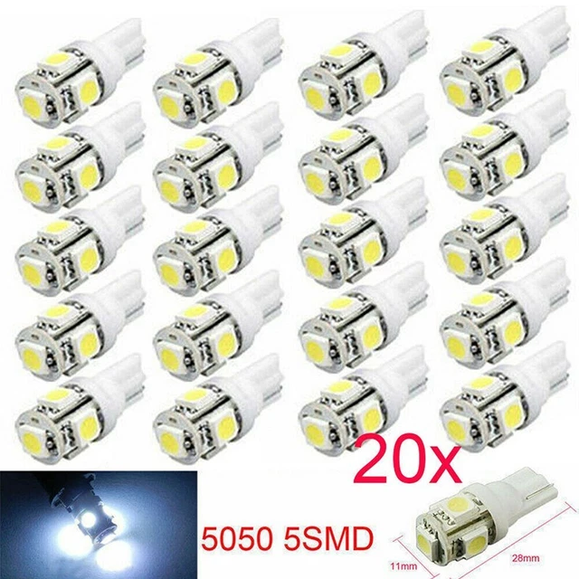 10 Ampoules T10 12V 5W - Éclairage Plaque D’immatriculation, Latéral Ou Intérieur Voiture