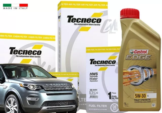 Kit Tagliando Olio Motore Castrol 5W30 4 Filtri Land Rover Discovery Sport 2.0 D