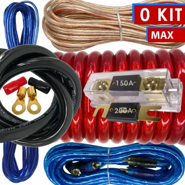 POWER ZONE  8500 WATTS 0 Gauge Amp Kit Amplifier Install Wiring 0 Ga Wire Cable