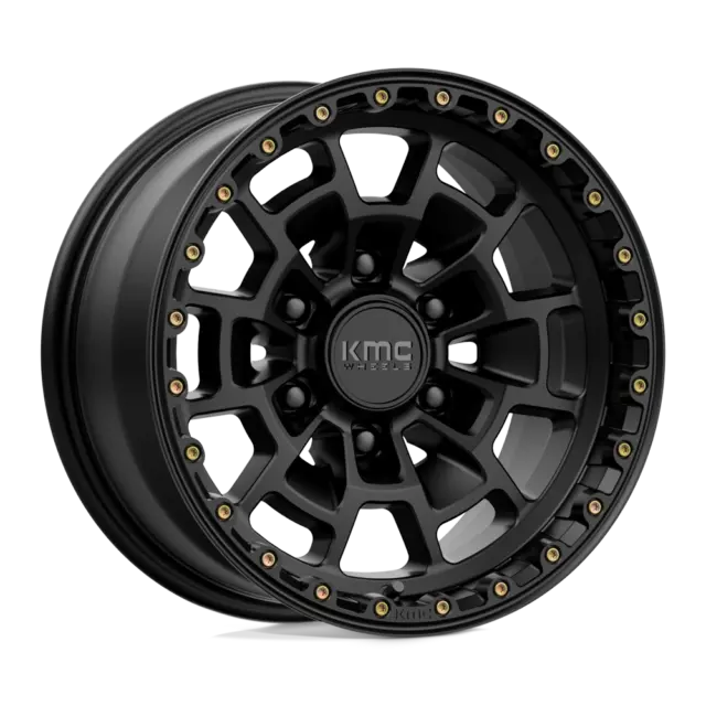 1 New 17X8.5 KMC KM718 SUMMIT Satin Black 6X139.7 ET0 wheel/rim