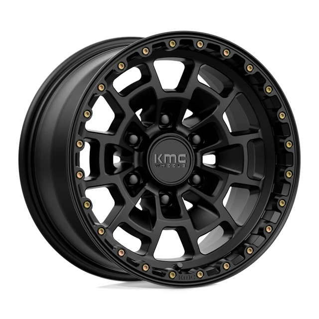 1 New 17X8.5 KMC KM718 SUMMIT Satin Black 6X139.7 ET0 wheel/rim