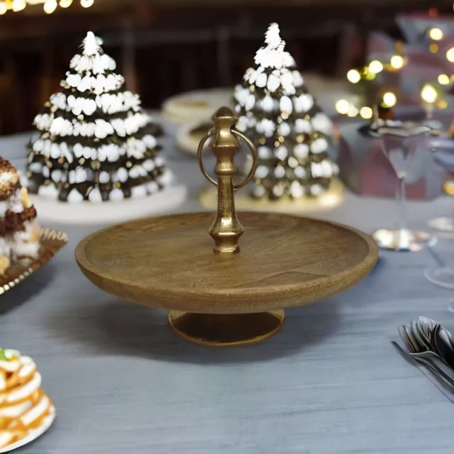 Single Tier Wooden with Aluminum Stand Cake Stand , Decorative Cup Cake Stand