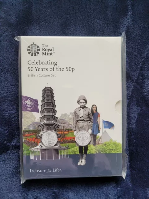 Celebrating 50 Years of the 50p. 2019 UK 50p BUNC Coin Set with 2019 KEW Gardens