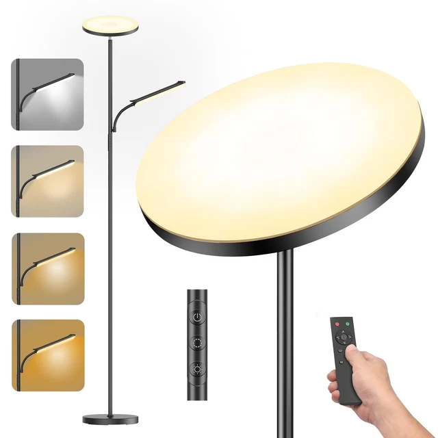 Lampada Da Terra LED HOMCOM Dimmerabile - Telecomando, Temperatura Regolabile 3000-6000K, Timer, Paralume In Tessuto Beige