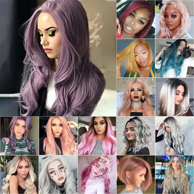 Women Coloured Full Wigs Curly/Straight Cosplay Natural Daily Party Hair Wig New