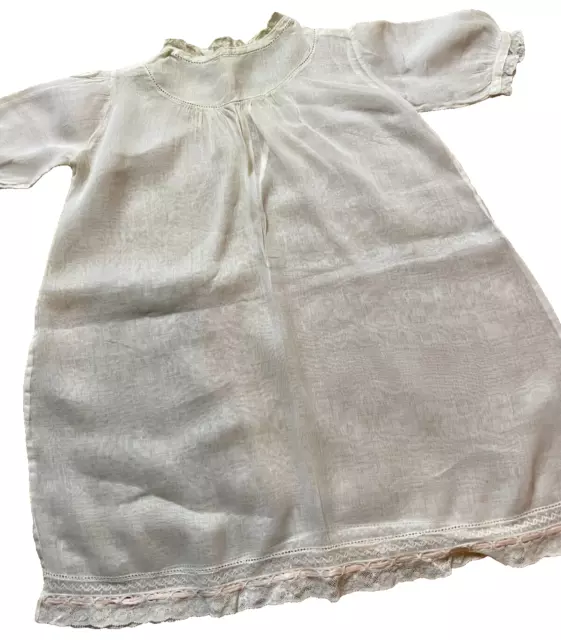 Antique Victorian Baby Girl Christening Baptismal Gown Dress Batiste Embroidery