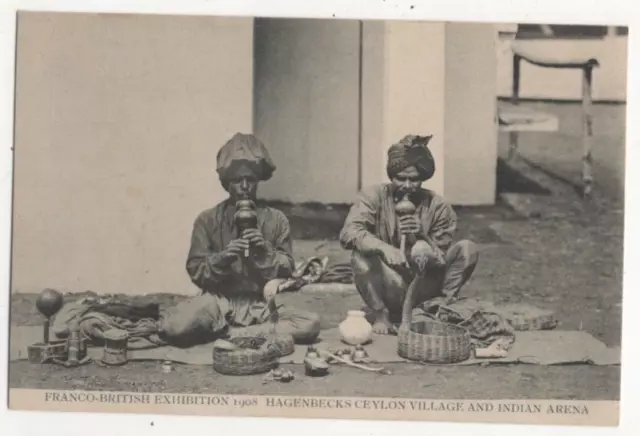 Franco British Exhibition London 1908 Hagenbecks Ceylon Village Indian Postcard