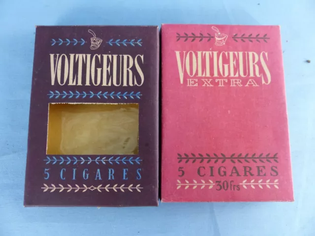 Lot de 2 anciens paquets cigares VOLTIGEURS EXTRA SEITA régie Française WW2