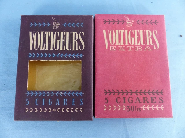 Lot de 2 anciens paquets cigares VOLTIGEURS EXTRA SEITA régie Française WW2