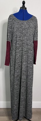 Max Studio Maxi Dress Long Sleeve Scoop Neck Marled Colorblock Women's Size XL