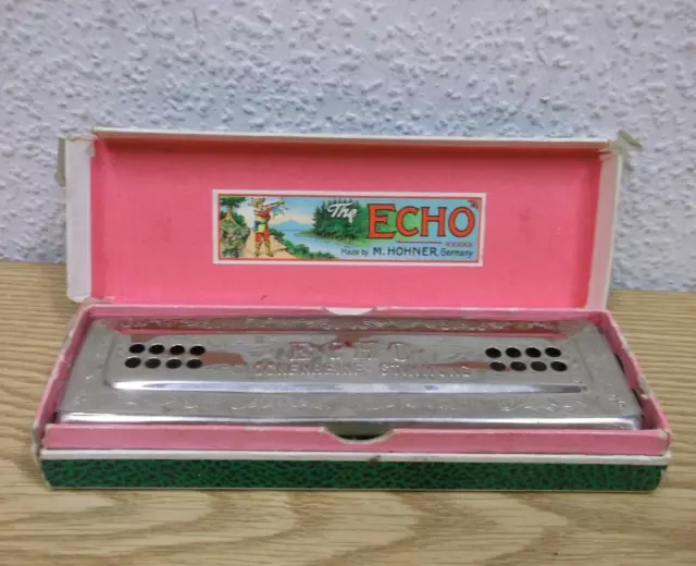 50er 60er The echo Harp M. Hohner Harmonica 56/96 Tremolo Mundharmonika Vintage