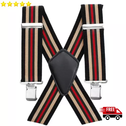 Mens Braces With Heavy Duty Metal Clip 50mm Wide Suspender Trouser Suspender UK