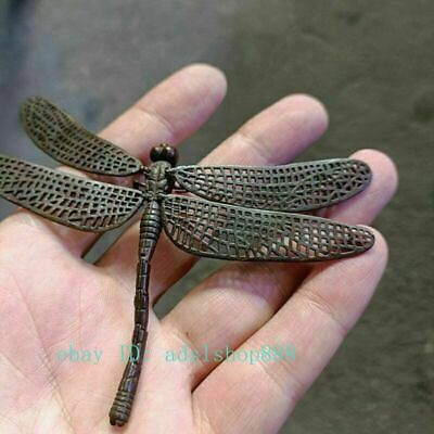 Exquisite Old Chinese bronze copper handmade dragonfly statue