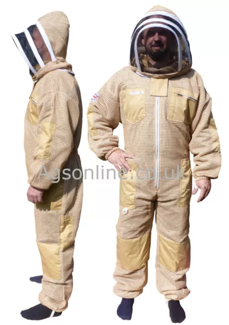 Beekeeping Suit Ventilated 3 Layer Olive Bee Keepers Suit Apiary Protection 🐝