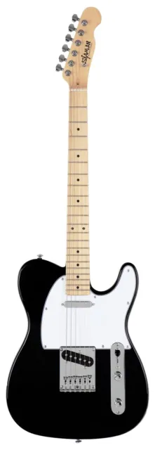 Shaman E-Gitarre TL Style Design Single Coil Ahorn Linde Cutaway schwarz 3