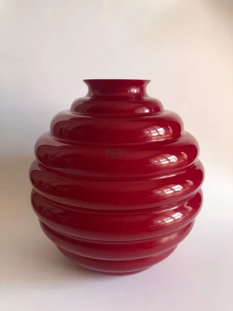 Vaso Napoleone Martinuzzi per Venini Decò Rosso Grande Firmato - Murano Glass.