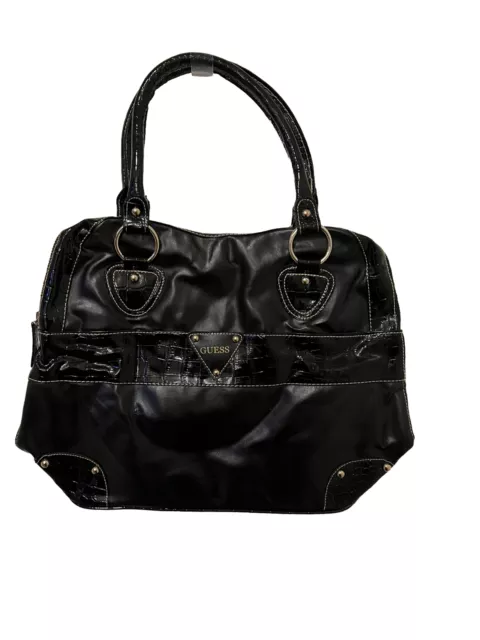 GUESS-Parfums-Croc/Faux Leather- Womens/Unisex- Black Tote/Bag-AUTHENTIC-(NEW)