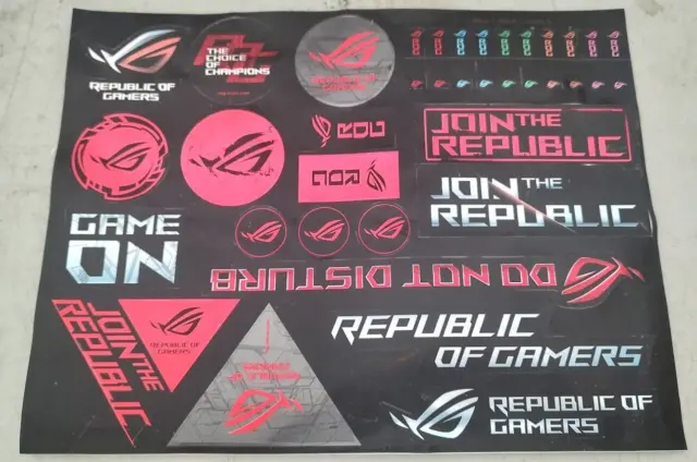 ASUS ROG Republic of Gamers PC Gaming Decal Sticker Decal Sheet